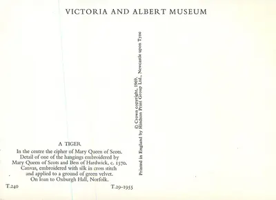 TIGER — szyfr Mary królowej Skocji — Muzeum Victoria i Albert — Rewers