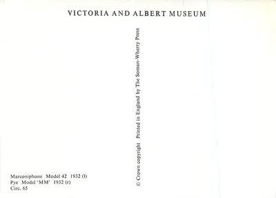 Dois rádios de madeira — Marconiphone Modelo 42 e Pye Modelo 'MM' 1932 — Victoria and Albert Museum Press — Verso