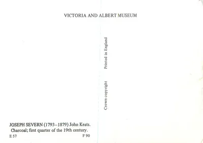 Portrait de Joseph Severn — dessin au charbon — éditeur VICTORIA AND ALBERT MUSEUM, n° E 57 F 90 — Rückseite
