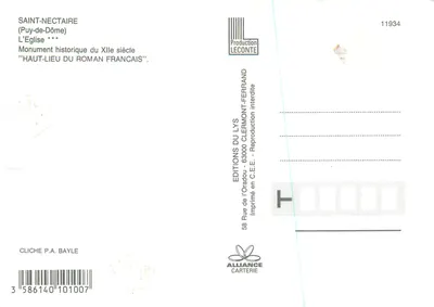 Saint-Nectaire — Iglesia románica del siglo XII — Ediciones del Lys — Reverso