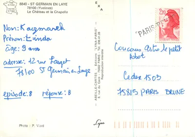 O Castelo e a Capela — Saint-Germain-en-Laye — Edições ABEILLE-CARTES — Verso