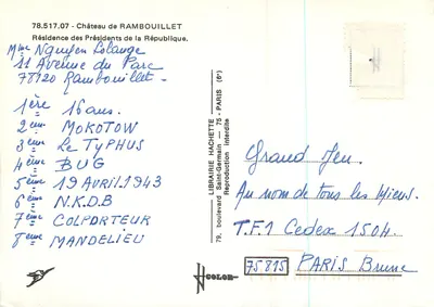 Castello di Rambouillet — Residenza dei Presidenti della Repubblica — Librairie Hachette — Verso