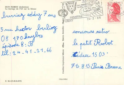 O dique da Uf na Meuse — Fumay (Ardennes) — Impressor Combier — Verso
