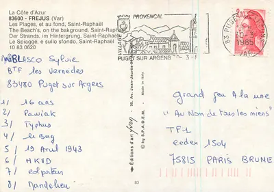 A Costa do Azul — As Praias de Fréjus, Saint-Raphaël no fundo — Edições de Arte S.P.A.D.E.M. — Verso