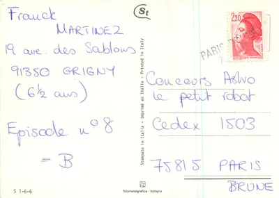 Cztery różyczki — tło niebieskie — wydawca Fotometalgrafica Bologna, seria S 1-6-6 — Rewers