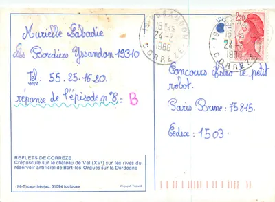 Zamek Val — zachód nad sztucznym zbiornikiem w Bort-les-Orgues — REFLETS DE CORREZE — Rewers