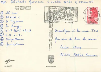 Ponte Saint-Vincent — Mirecourt — Editore IRIS — Verso