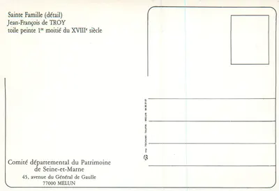 Heilige Familie (Detail) — gemalte Leinwand, erste Hälfte des 18. Jahrhunderts — Départemental Committee für Denkmalschutz von Seine-et-Marne — Rückseite