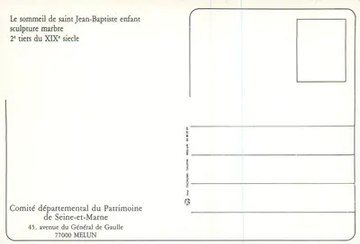 Der Schlaf des heiligen Johannes des Täufers als Kind — Marmor-Statue — Départemental Heritage Committee von Seine-et-Marne, Melun — Rückseite