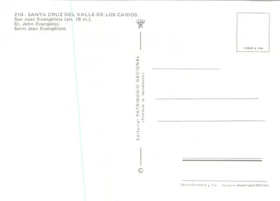 Santa Cruz del Valle de los Caídos — San Juan Evangelista — Editor Patrimonio Nacional — Reverso