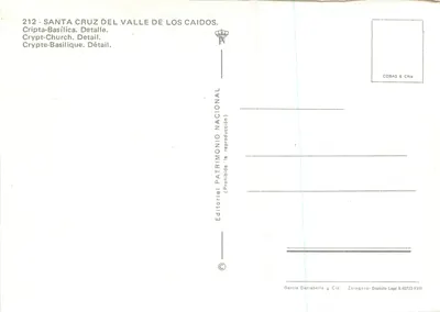 Santa Cruz del Valle de los Caídos — Cripta-Basílica — Editora Editorial Patrimonio Nacional — Verso