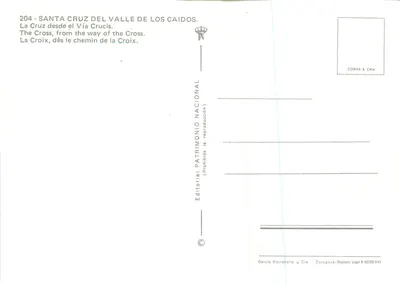 Santa Cruz do Vale dos Caídos — A Cruz vista do Vía Crucis — Editorial Patrimonio Nacional — Verso
