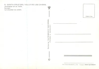 Santa Cruz del Valle de los Caídos — pôr do sol — Editorial Patrimonio Nacional — Verso