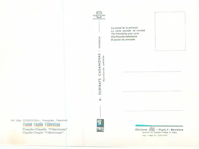 Córdova - A cúpula da Mezquita-Catedral — Editor A. Subirats Casanovas, n° 894 — Verso
