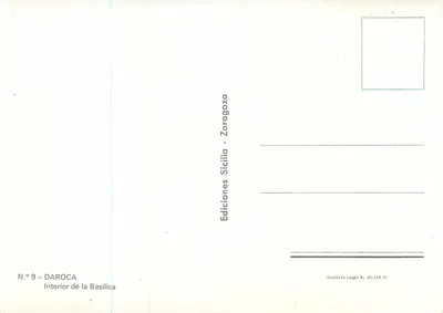 Interior da basílica de Daroca — Edições Sicilia - Zaragoza, n°9 — Verso