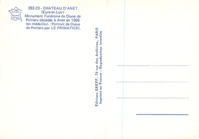 Pomnik pogrzebowy Diany z Poitiers — Zamek Anet — Portret Diany z Poitiers autorstwa LE PRIMATICE — Rewers