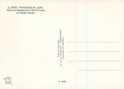 La Roche Percée — Estrada de Septmoncel para Saint-Claude — Edições Cellard — Verso
