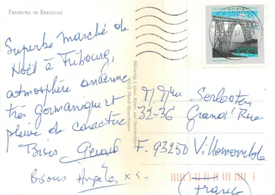 Freiburg im Breisgau — zimowy widok katedry — wydawca Bilderdienst J. Grass, nr 2232 — Rewers