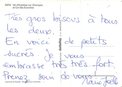 Wąwoz Arpettaz nad Champex i Przełęcz Ecandies — S.A. Martigny, nr 33016 — Rewers