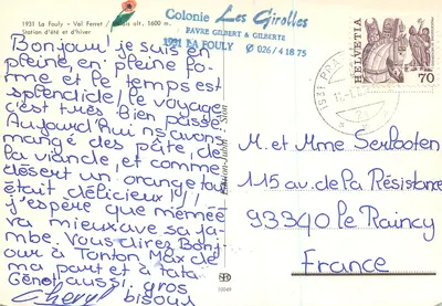 La Fouly — stacja narciarska — Colonie Les Girolles, Favre Gilbert & Gilberte — Rewers