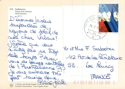 Flores dos campos — Samedan, Suíça — Engadin Press AG n°372 — Verso