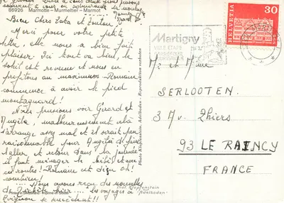 Marmota — Martigny, Suíça — Foto Klopfenstein — Verso