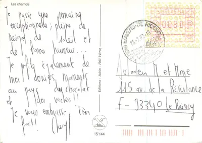 Chamois na montanha — É a minha hora de guarda... — Editions Jubin n°15'144 — Verso