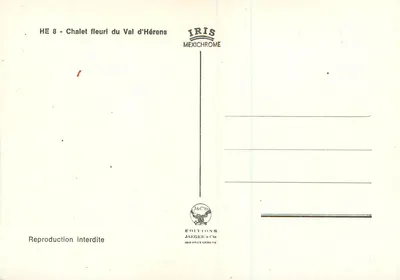 Kolorowy chalet w dolinie Hérens — HE 8 — Wydawnictwo Jaeger & Cie — Rewers
