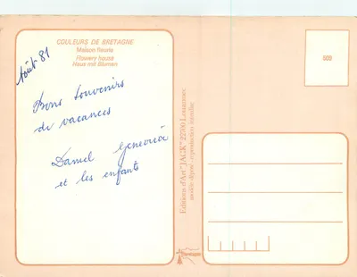 Casa florida — Bretanha — Edições de Arte 'JACK' n°509 — Verso