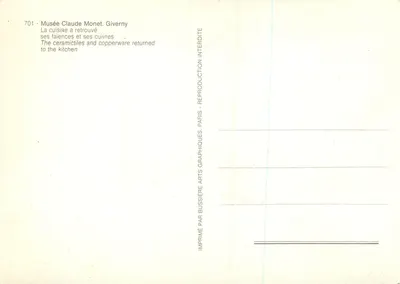Kuchnia Klaudego Moneta w Giverny — Muzeum Klaudego Moneta — seria 701 — Rewers