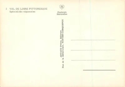 Val de Loire pitoresco — Especialidades regionais — ARTAUD Frères, Nantes — Verso