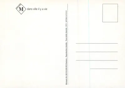Na cidade há vida — Monoprix — n° de série CARTCOM 01 43 75 57 57 — Verso