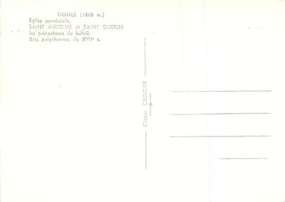 Święty Antoni i Święty Guérin — opiekunowie bydła — Tignes (1810 m.) — Clichés Croizier — Rewers