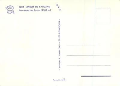 Massif de l'Oisans — Face Norte dos Ecrins (4103 m.) — Éditions F. Francou — Verso
