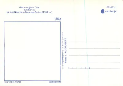 Les Écrins — La faccia Nord della Barre des Écrins (4102 m.) — IRIS cap theojac n°051052 — Verso