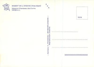 Dôme et Flambeau des Ecrins — Massif de l'Oisans (Htes-Alpes) — Éditions F. Francou — Verso