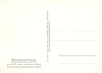 São Erasmo e São Maurício — Mathis Gothardt-Neithardt (1475-1528) — Hürmer Verlag München — Verso