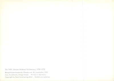 Skulptura Cherubina — dzieło Johann Michaela Feichtmayra — wydawca Kunstmann, Ewig Kinder — Rewers