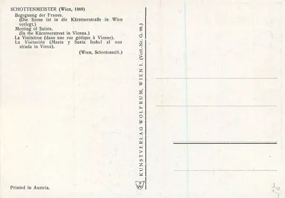 La Visitation — scène de la Kärntnerstraße à Vienne — Schottenmeister (Wien, 1469) — Verso