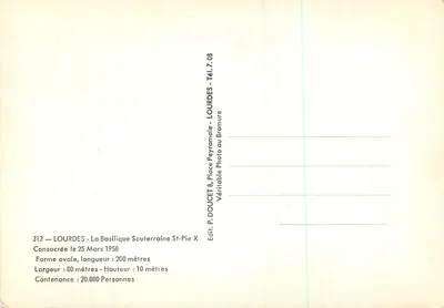 LOURDES - A Basílica Subterrânea São Pio X — Ed. P. DOUCET — Verso