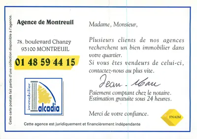 Montreuil-sous-Bois — Avenida Pasteur — M.L. editor — Verso