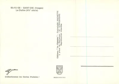 O Cloître — Saint-Die (Vosges) — Edições Hachette — Verso