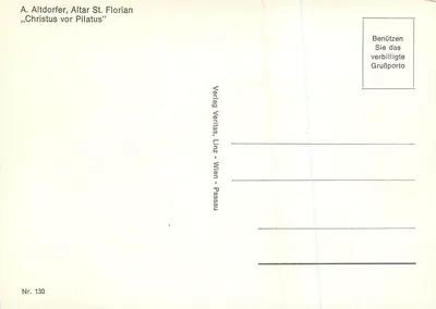 Chrystus przed Pilkatem — dzieło A. Altdorfera — wydawca Veritas, Linz-Wien-Passau, nr 130 — Rewers