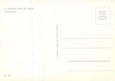 A. Altdorfer, Altar de São Flórida — « Caminho da Cruz » — Verlag Vertetas, Linz - Viena - Passau, n° 128 — Verso