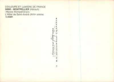 Hôtel Saint-André — Montpellier (Hérault) — XVII wiek — Wydawnictwo Sztuki Yvon Arcuelli — Rewers
