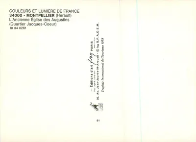 A Antiga Igreja dos Agostinhos — Bairro Jacques-Coeur — Éditions d'art Yvon Arcueil — Verso