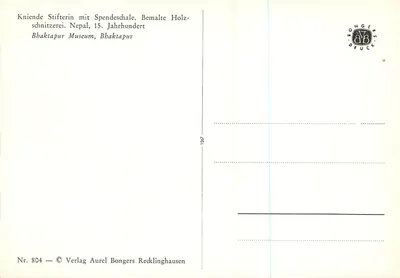 Estatua de doadora ajoelhada — Nepal, 15º século — Verlag Aurel Bongers Recklinghausen, n° 804 — Verso