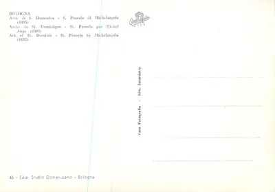 Bologna - Arco de São Domingos - São Procolo por Michelangelo (1495) - Studio Domenicano — Verso