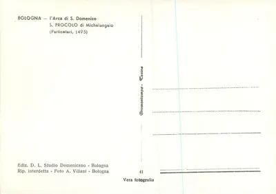 Bolonha — A Arca de S. Domenico — S. PROCOLO de Michelangelo (Particolares, 1495) — Verso