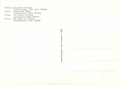 Pistoia - La Anunciación (de los Della Robbia) — escultura en relieve — Vera Fotografia, 1956 — Reverso